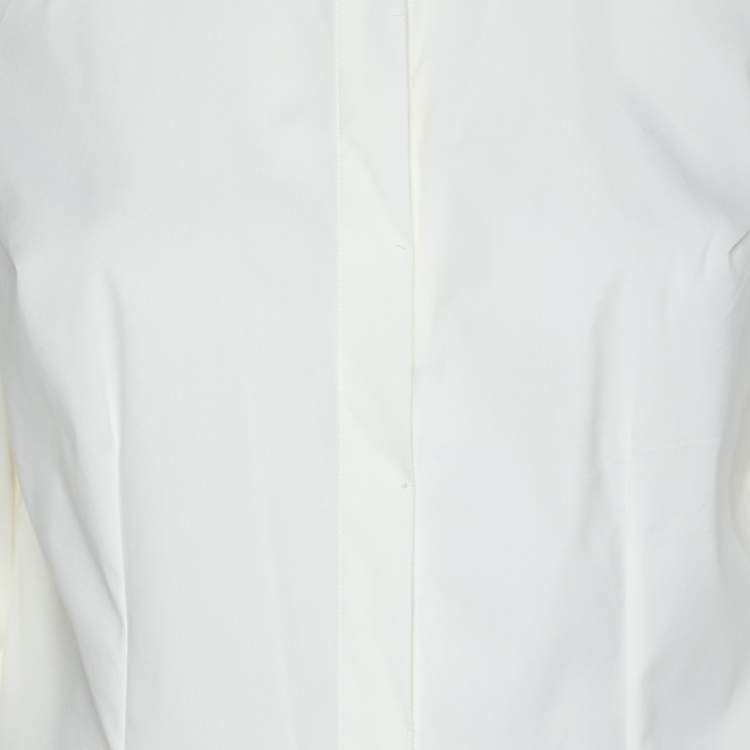 Pre Owned Brunello Cucinelli Off White Jersey Silk Embellished Button Front Shirt XS