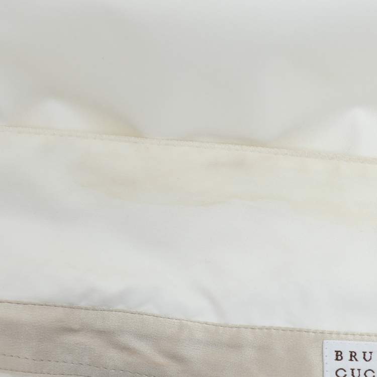 Pre Owned Brunello Cucinelli Off White Jersey Silk Embellished Button Front Shirt XS