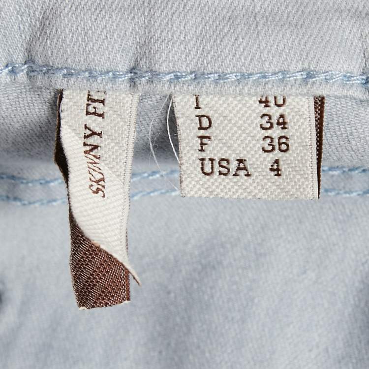 مملوكة مسبقًا Brunello Cucinelli Light Blue Denim Skinny Fit Jeans S Waist 30"