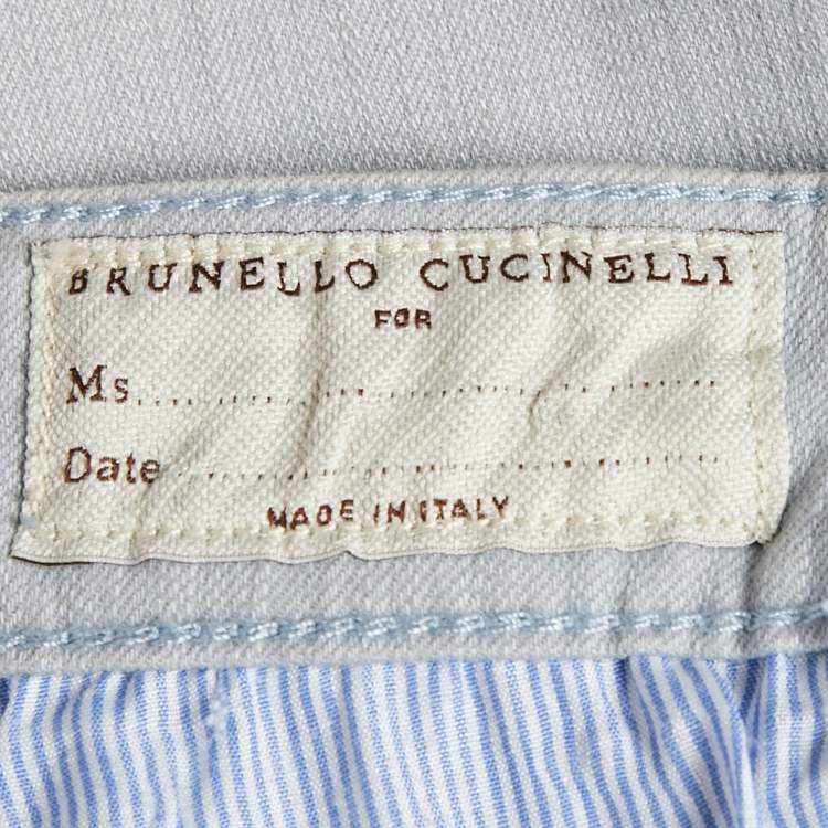 مملوكة مسبقًا Brunello Cucinelli Light Blue Denim Skinny Fit Jeans S Waist 30"