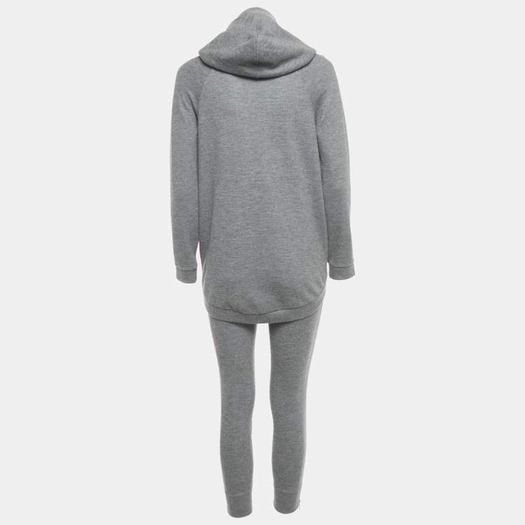 Pre Owned Brunello Cucinelli Grey Cashmere Knit Hoodie and Sweatpants Set XS/S