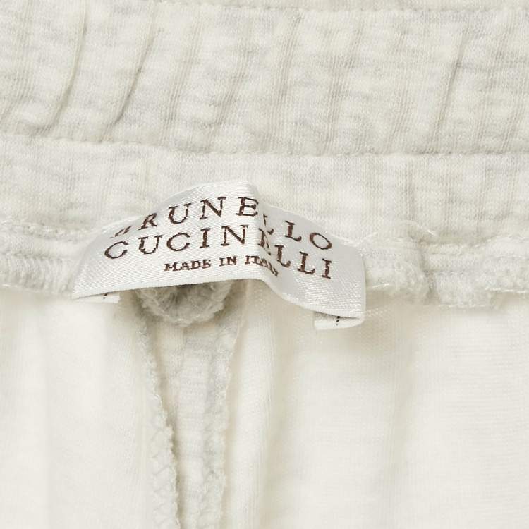 Pre Owned Brunello Cucinelli Grey Melange Cotton Jersey Drawstring Sweatpants XS