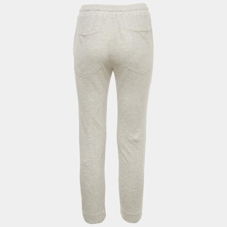 Pre Owned Brunello Cucinelli Grey Melange Cotton Jersey Drawstring Sweatpants XS