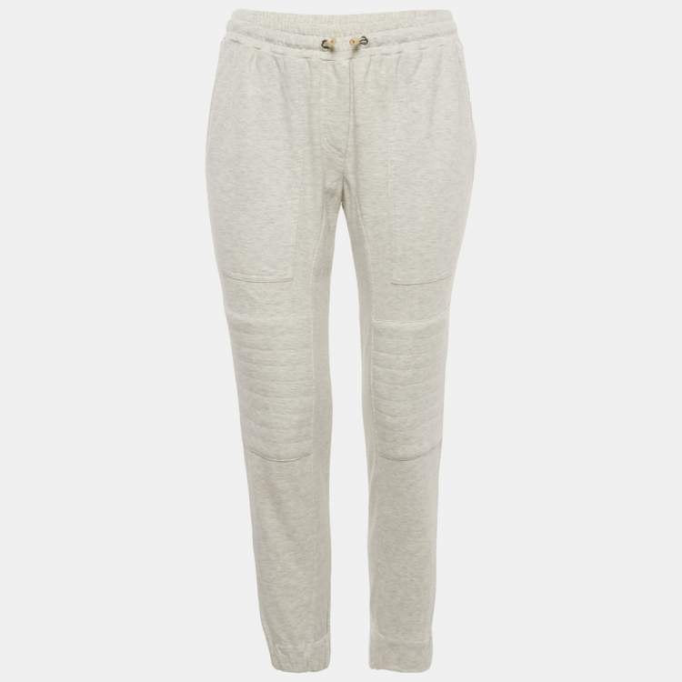Pre Owned Brunello Cucinelli Grey Melange Cotton Jersey Drawstring Sweatpants XS