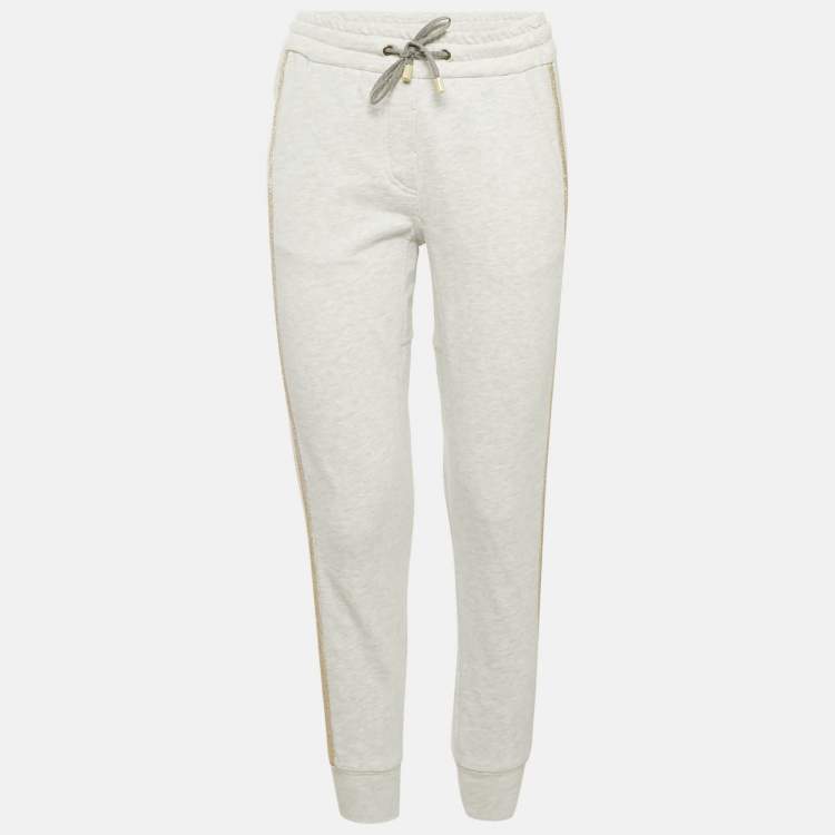 Pre Owned Brunello Cucinelli Grey Mélange Cashmere Monili Side Detail Jogger XS