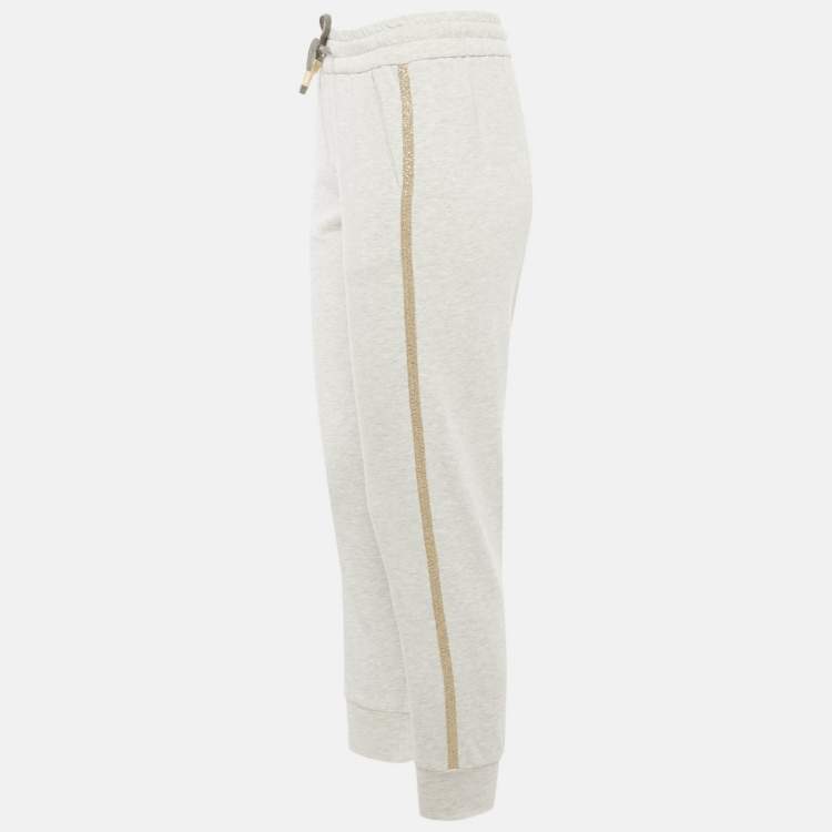 Pre Owned Brunello Cucinelli Grey Mélange Cashmere Monili Side Detail Jogger XS