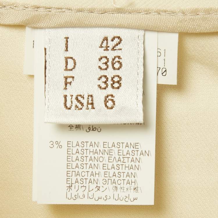 Pre Owned Brunello Cucinelli Cream Cotton Monili Belt Detail Trousers M Waist 32"