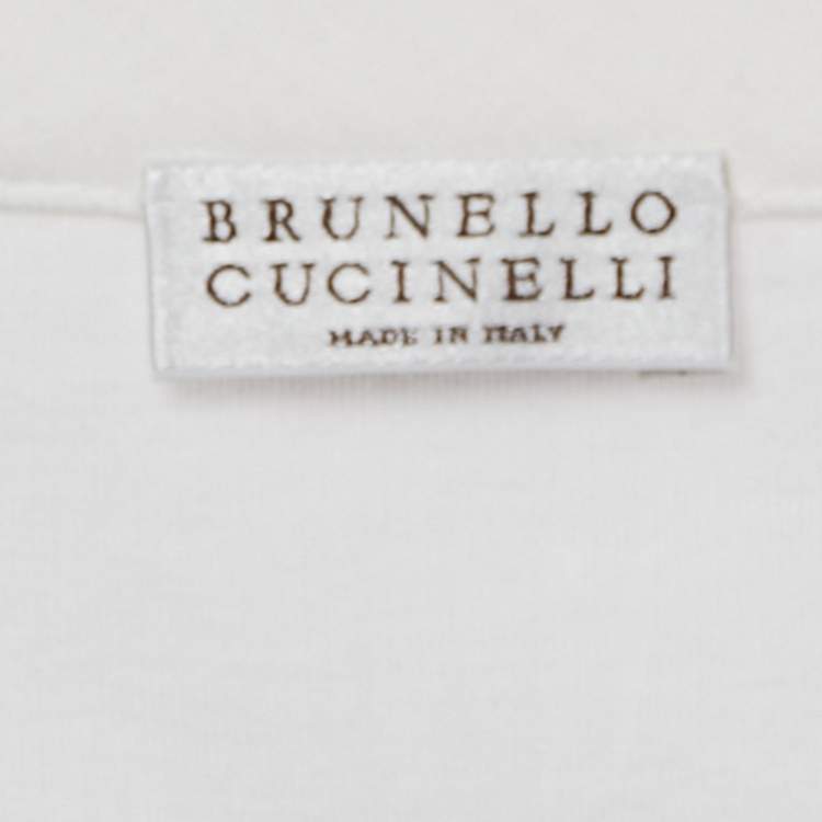 Pre Owned Brunello Cucinelli White Jersey Monili Pocket Detail Sleeveless Mini Dress L