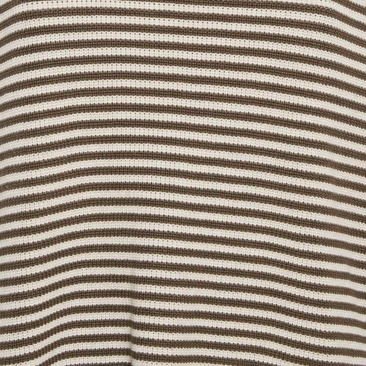 Pre Owned Brunello Cucinelli Brown Stripe Knit Embellished Sweater M