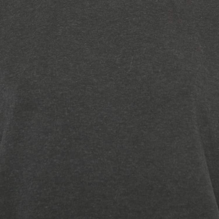 Pre Owned Brunello Cucinelli Charcoal Grey Cotton Knit Monili Trim Detail Shift Dress L
