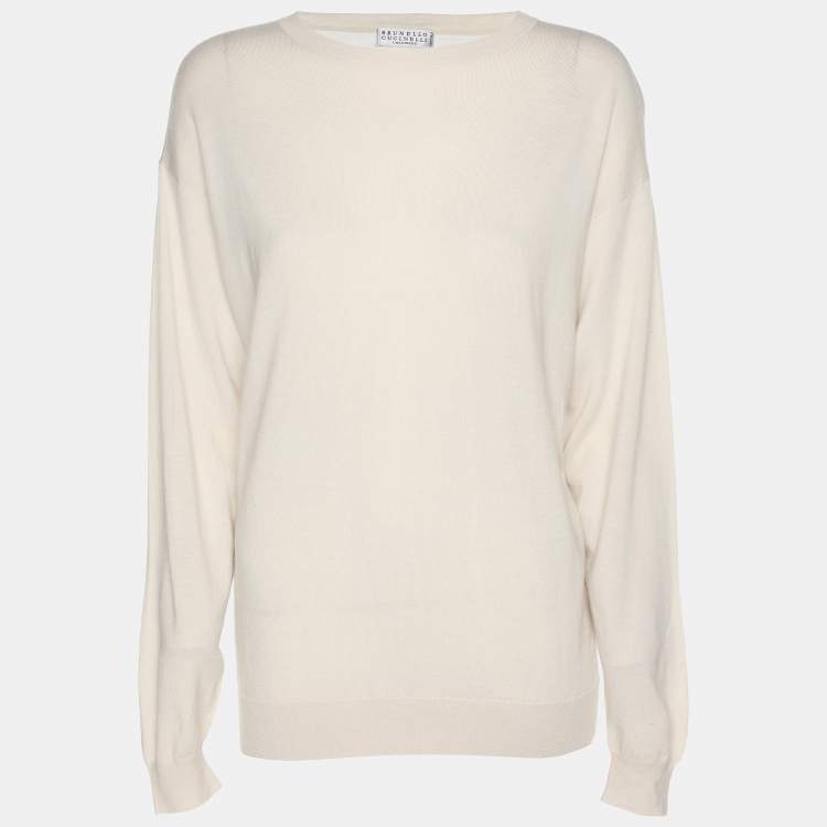 Pre Owned Brunello Cucinelli Light Beige Cashmere Blend Sweater M