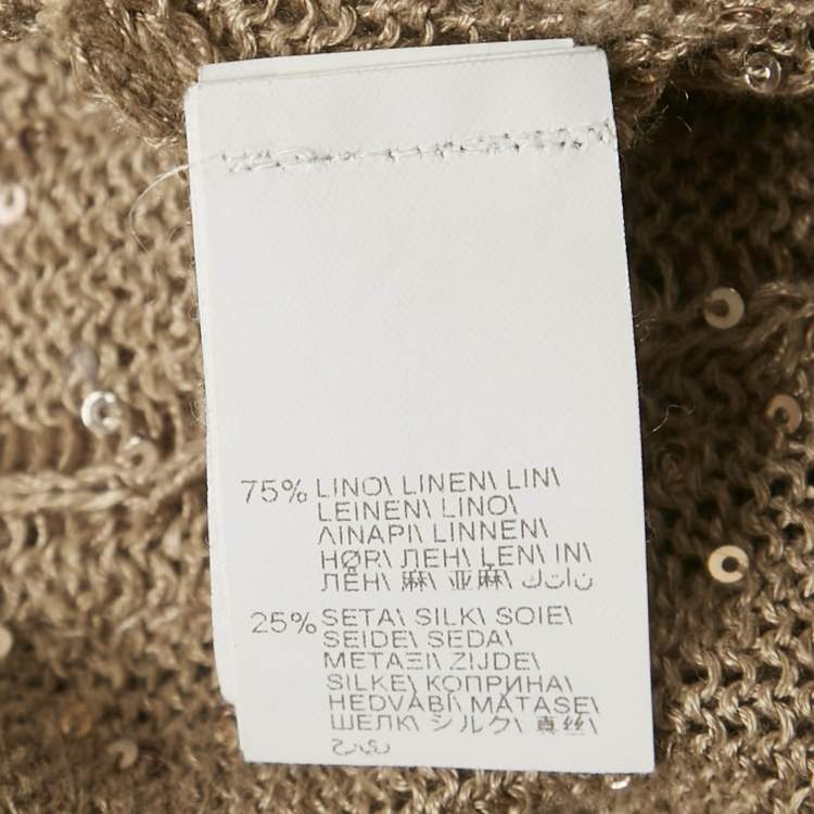 Pre Owned Brunello Cucinelli Tan Sequin Embellished Cotton Knit Hoodie XS