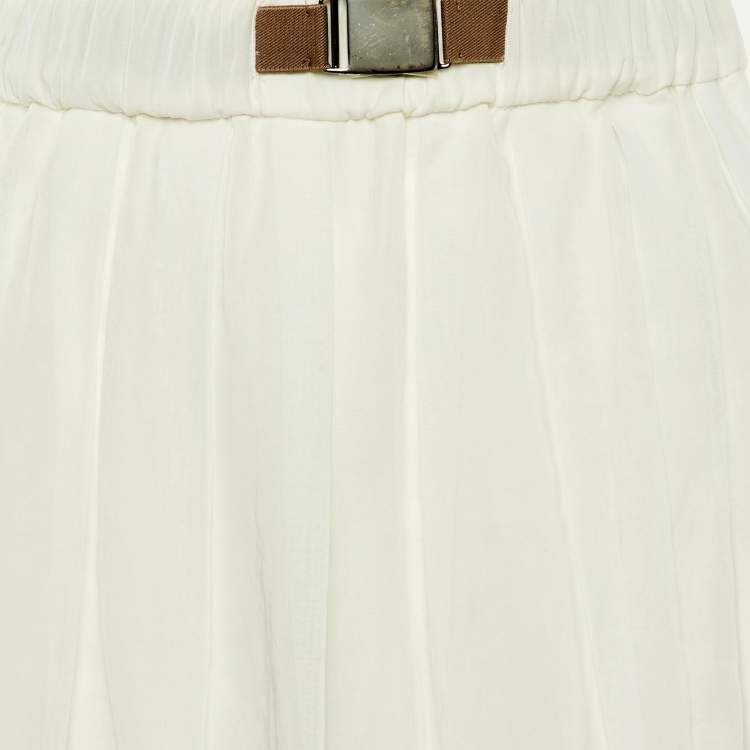 Pre Owned Brunello Cucinelli White Cotton Midi Skirt S