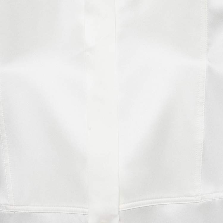Pre Owned Brunello Cucinelli White Silk Satin Button Front Blouse S