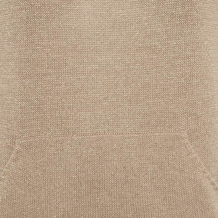 Pre Owned Brunello Cucinelli Beige Lurex Rib Knit Top XS 