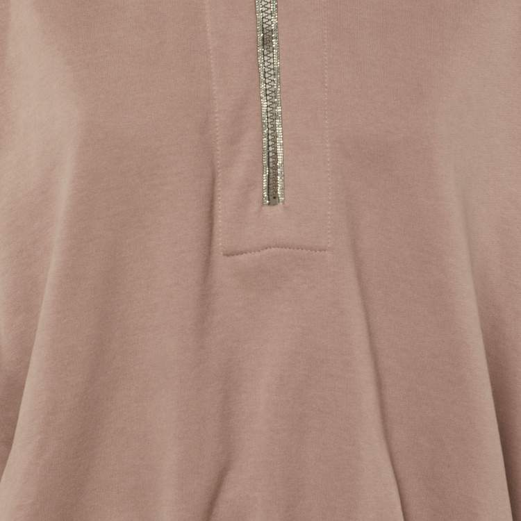 Pre Owned Brunello Cucinelli Mauve Pink Cotton Monili Detail Hoodie M