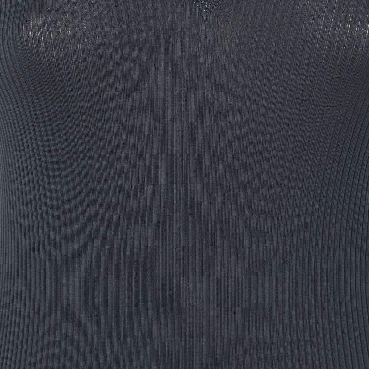 Pre Owned Brunello Cucinelli Grey Knit Monili Sleeve Detail Top S