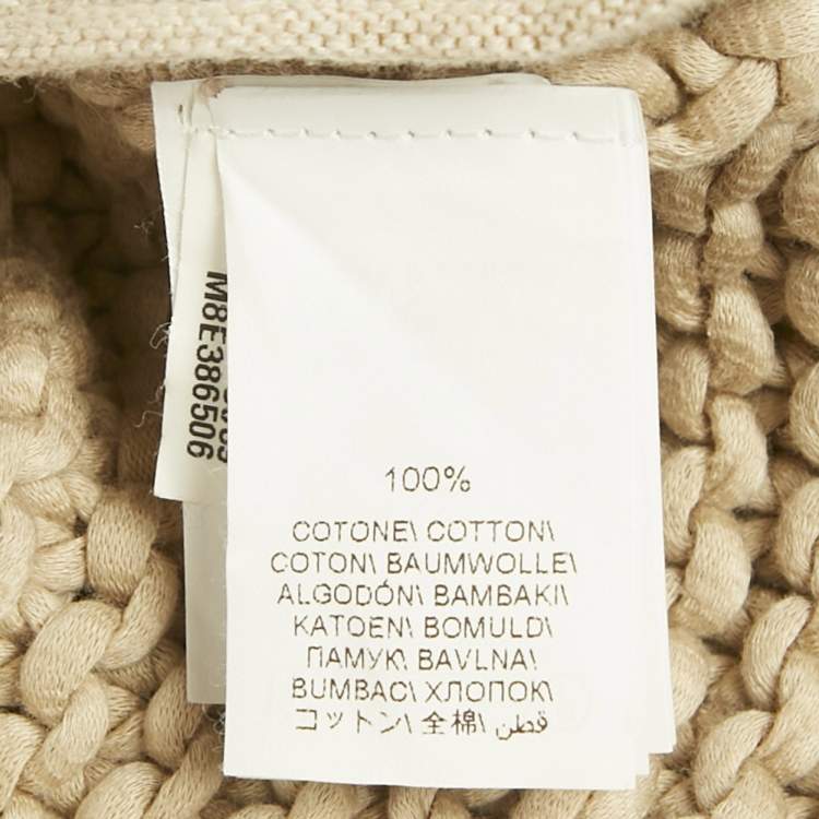 Pre Owned Brunello Cucinelli Beige Chunky Knit Zip-Up Cardigan S