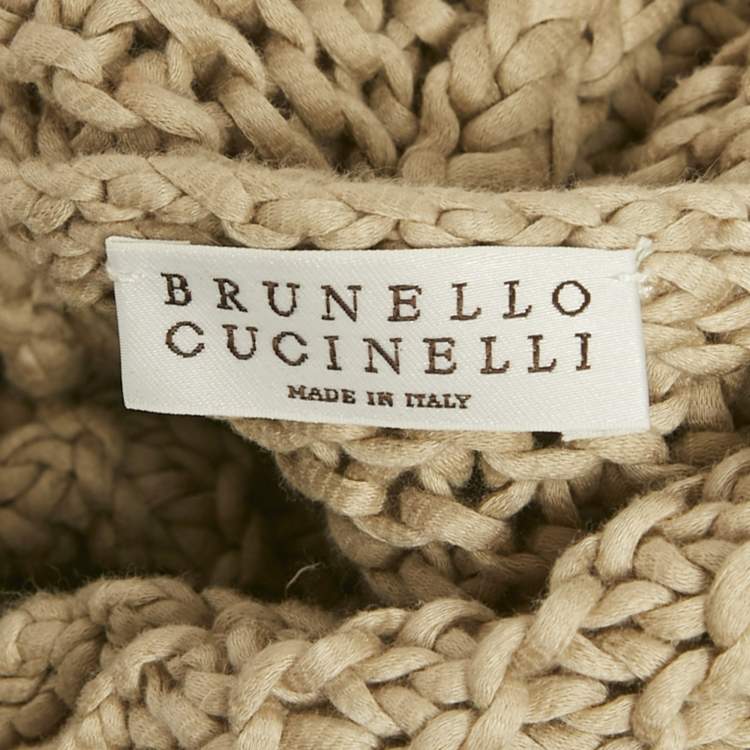 Pre Owned Brunello Cucinelli Beige Chunky Knit Zip-Up Cardigan S