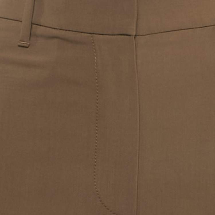 Pre Owned Brunello Cucinelli Brown Velvet Trim Wool Trousers S