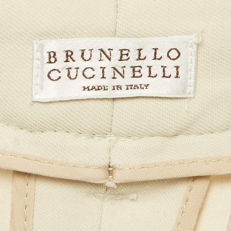 Pre Owned Brunello Cucinelli Beige Wool Blend Jogger Pants S