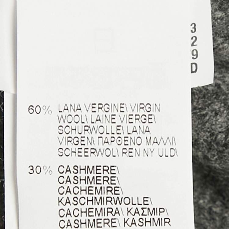 Pre Owned Brunello Cucinelli Grey Rib Knit Belted Jacket S