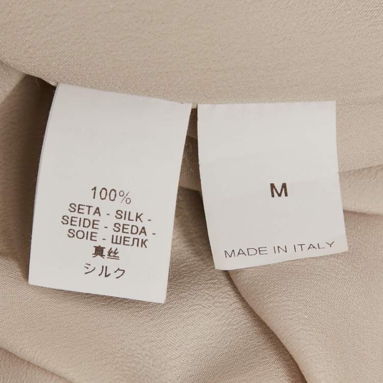 Pre Owned Brunello Cucinelli Beige Embellished Trim Silk Maxi Dress M