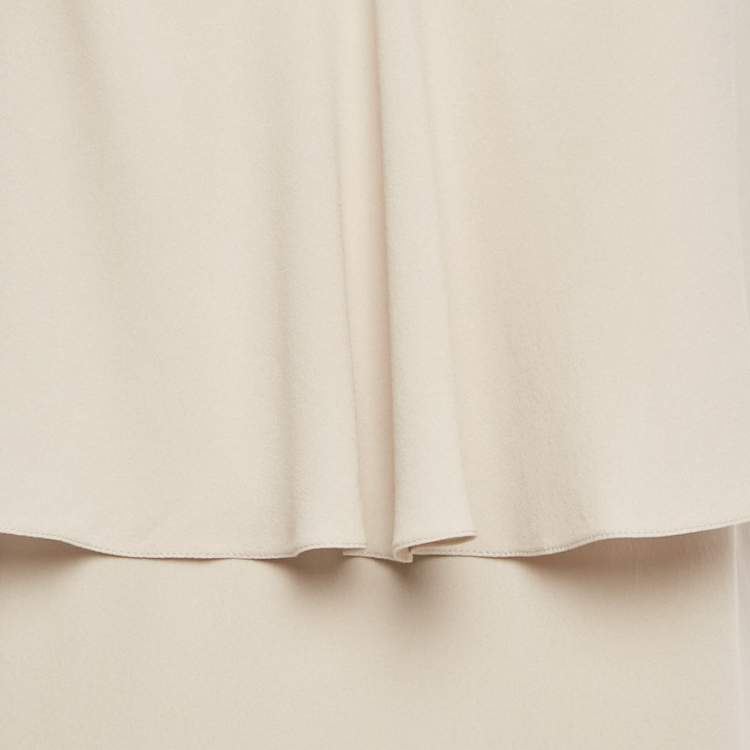 Pre Owned Brunello Cucinelli Beige Embellished Trim Silk Maxi Dress M