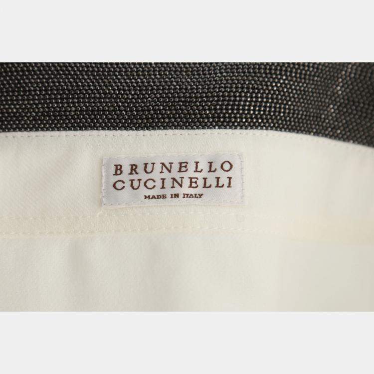 Pre Owned Brunello Cucinelli Off White Monili-Collar Long Sleeve Shirt 