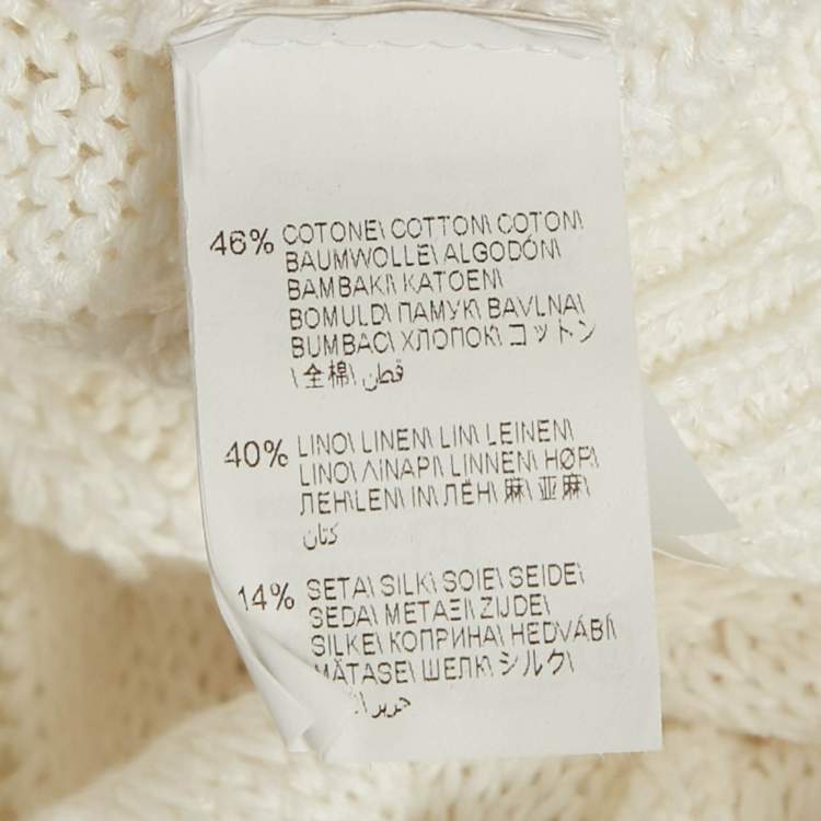 Pre Owned Brunello Cucinelli White Cable Knit Waist Tie Detail Midi Skirt XL