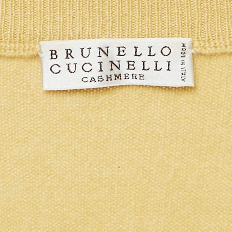 Pre Owned Brunello Cucinelli Yellow Wool Knit Monili Detail Sweater M