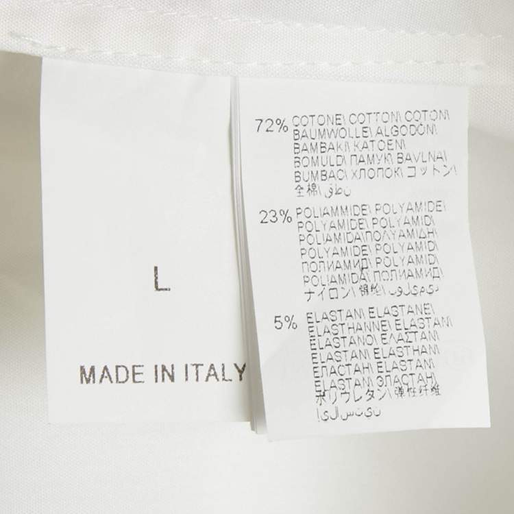 Pre Owned Brunello Cucinelli White Embellished Trim Cotton Blend Shirt L