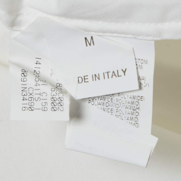 مملوكة مسبقًا Brunello Cucinelli White Collar Embellished Trim Cotton Blend Shirt M