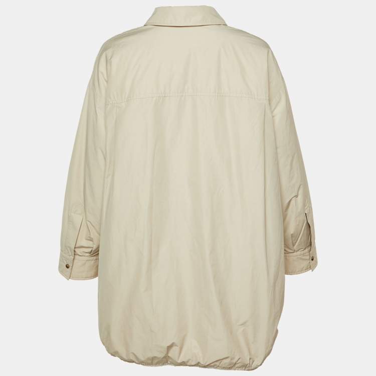 Pre Owned Brunello Cucinelli Beige Embellished Trim Synthetic Blend Down Jacket L