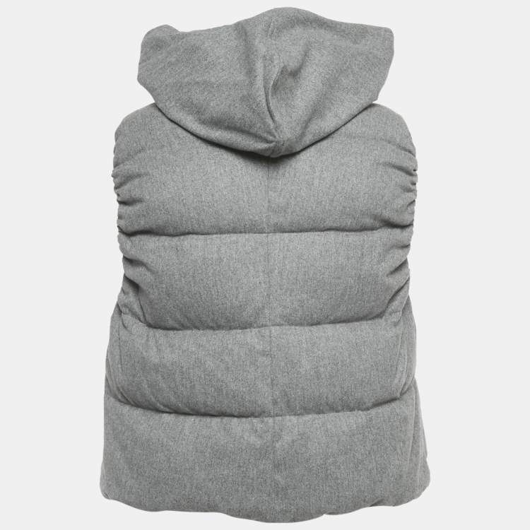 Pre Owned Brunello Cucinelli Grey Wool Blend Down Vest Jacket S