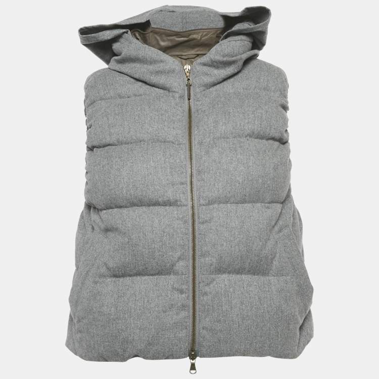 Pre Owned Brunello Cucinelli Grey Wool Blend Down Vest Jacket S
