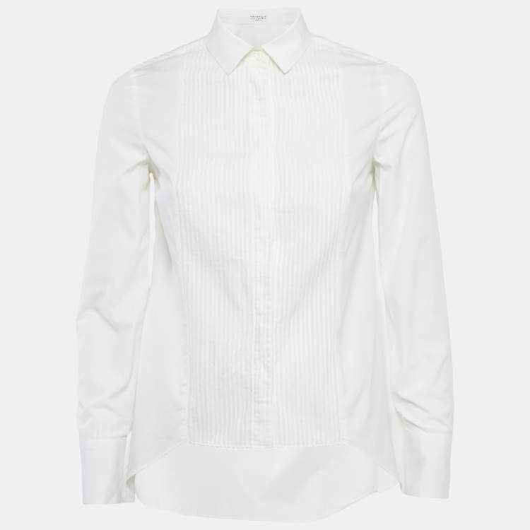 Pre Owned Brunello Cucinelli White Cotton Buttoned Shirt XS