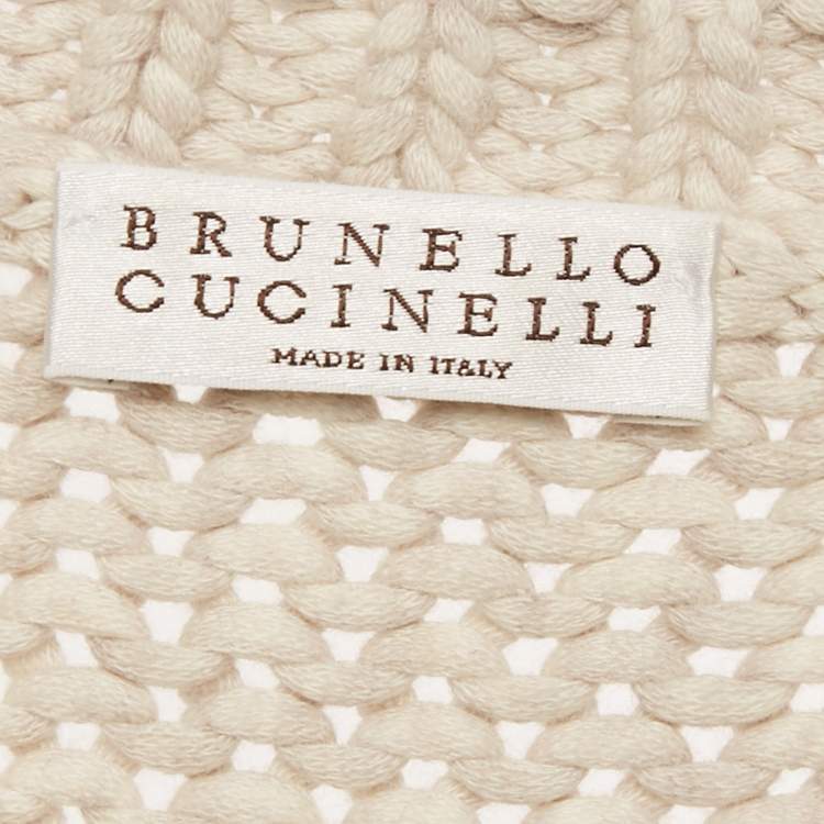 Pre Owned Brunello Cucinelli Cream Knit Sleeveless Top M