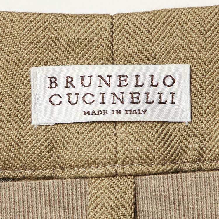 Pre Owned Brunello Cucinelli Beige Belted Cotton & Linen Blend Trousers M 