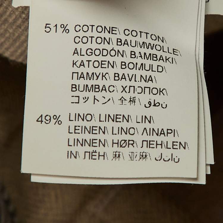 Pre Owned Brunello Cucinelli Beige Belted Cotton & Linen Blend Trousers M 