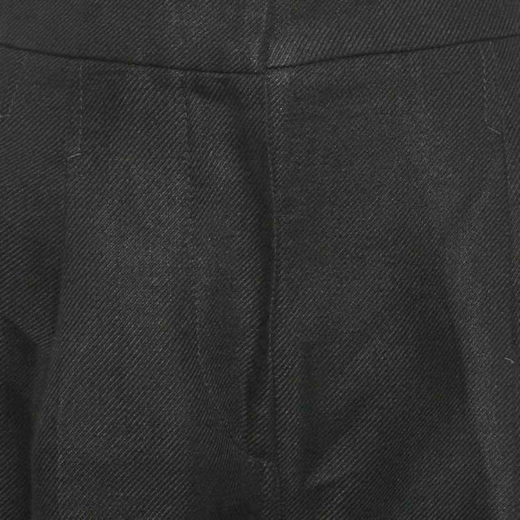 Pre Owned Brunello Cucinelli Black Linen Drill Pleated Trousers S