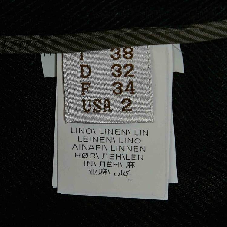 Pre Owned Brunello Cucinelli Black Linen Drill Pleated Trousers S