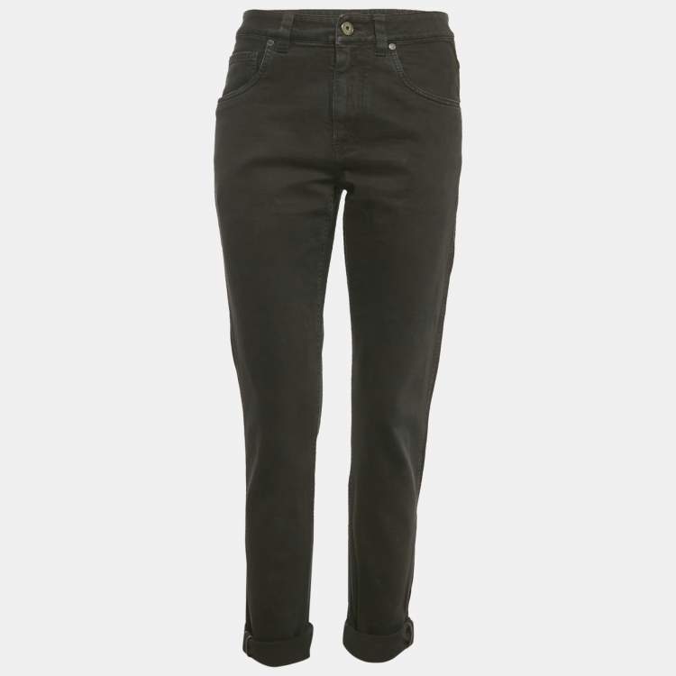 Pre Owned Brunello Cucinelli Black Denim Straight Leg Mid Rise Jeans S/Waist 27"