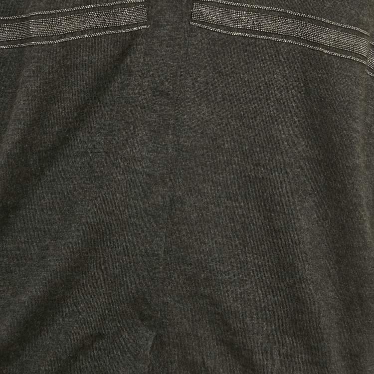 Pre Owned Brunello Cucinelli Grey Cashmere Monili Detail Cardigan M