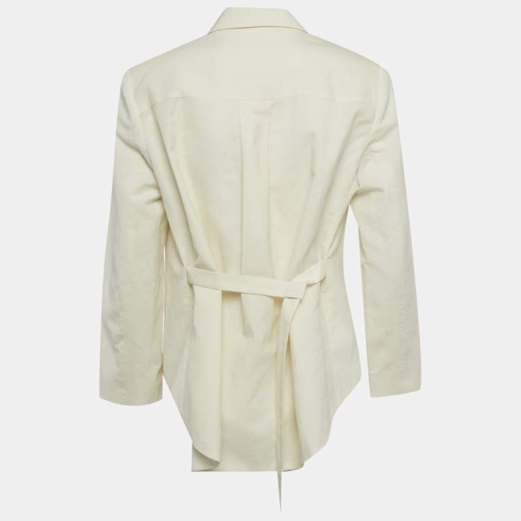 Pre Owned Brunello Cucinelli Cream Wool Blend Embellished Blazer L