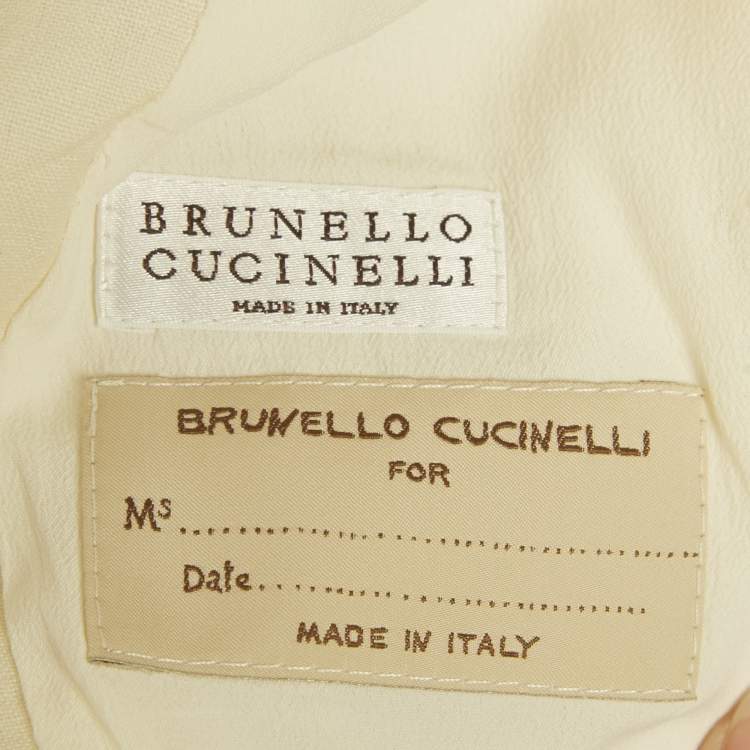Pre Owned Brunello Cucinelli Cream Wool Blend Embellished Blazer L