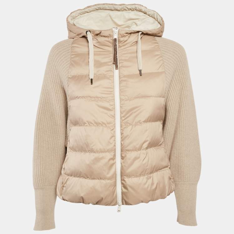 Pre Owned Brunello Cucinelli Beige Synthetic Puffer Down Jacket XS