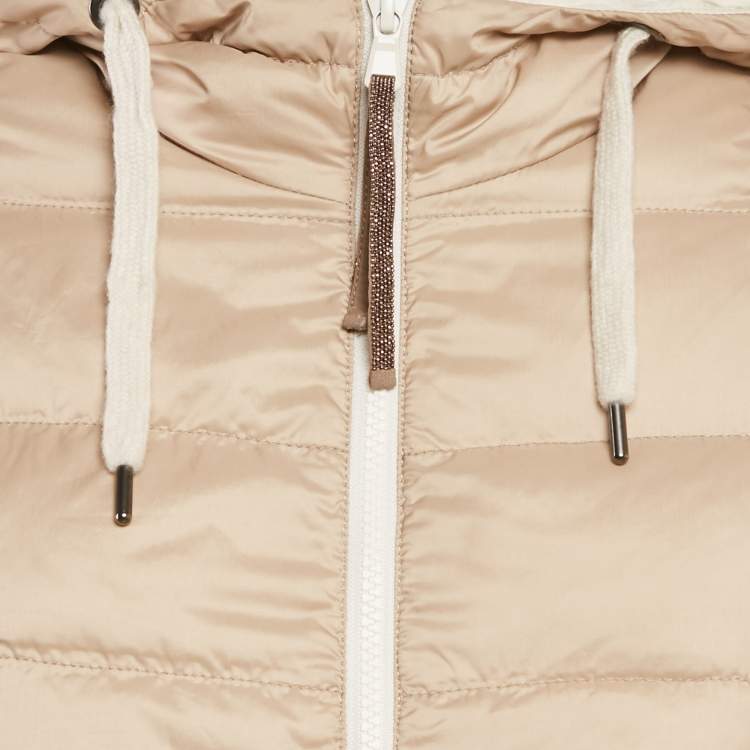 Pre Owned Brunello Cucinelli Beige Synthetic Puffer Down Jacket XS