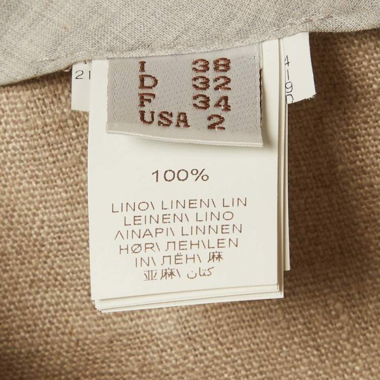 Pre Owned Brunello Cucinelli Gold Linen Blend Straight Fit Trouser S /Waist 27"