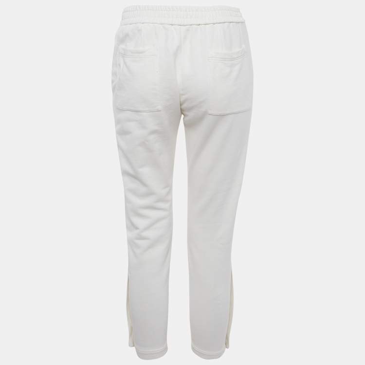 Pre Owned Brunello Cucinelli White Cotton Monili Detail Sweatpants S